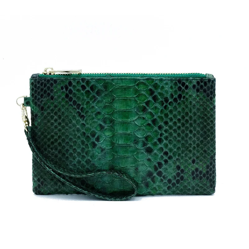 Karon Green Motif Wristlet Pouch