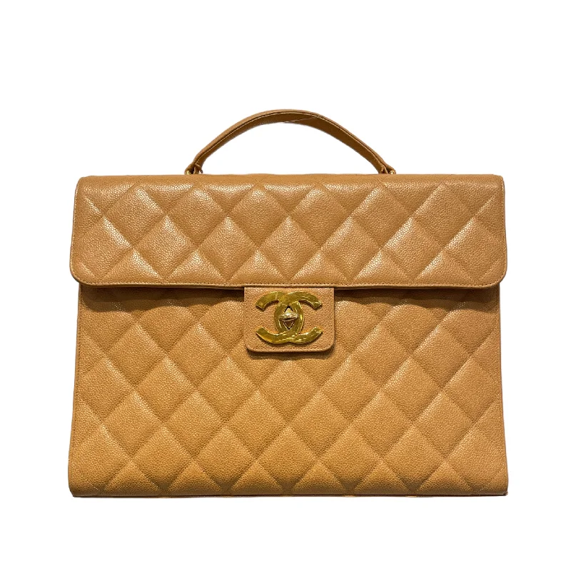 CHANEL/Briefcase/Leather/BEG/CAVIAR SKIN BRIEF