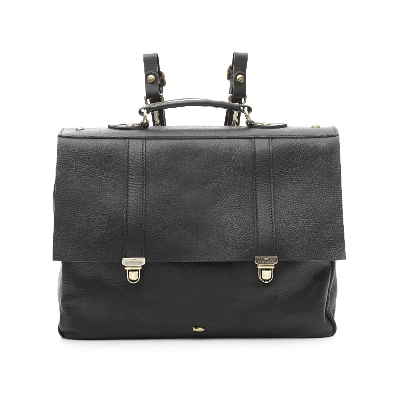 Campomaggi Leather Briefcase Backpack, Black