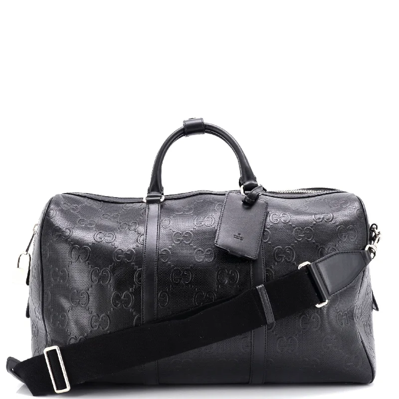 Convertible Duffle Bag GG Embossed Perforated Leather Large