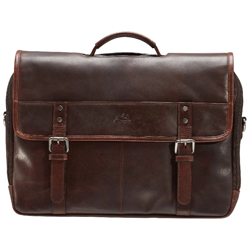 Mancini Leather Double Compartment Briefcase for Laptop and Tablet