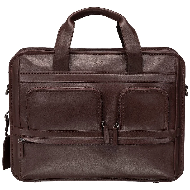 Mancini Leather Milan Double Compartment Top Zipper 15.6” Laptop / Tablet Briefcase