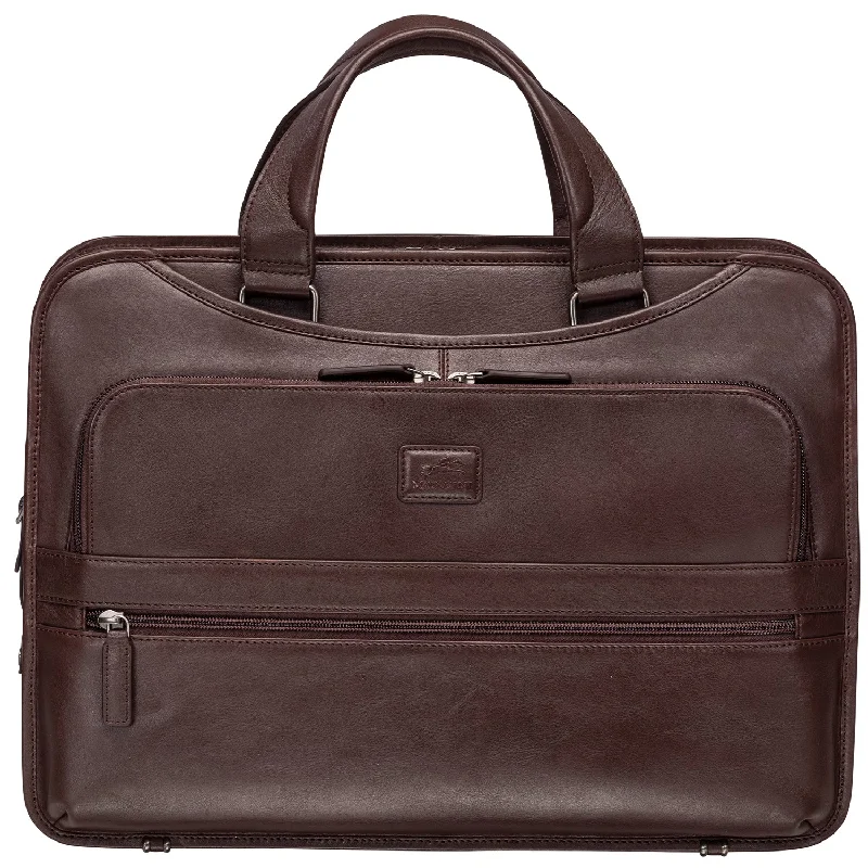 Mancini Leather Milan Triple Compartment Briefcase for 15.6” Laptop / Tablet