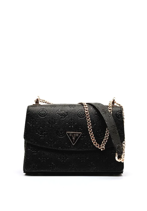 Guess Cresidia Logo Embossed Crossbody Satchel Bag, Black