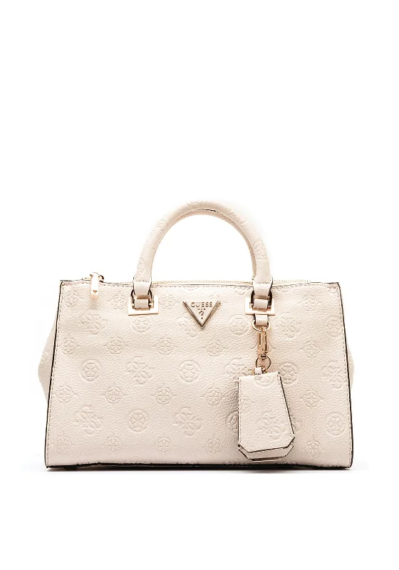 Guess Cresidia Logo Print Satchel Bag, Off White