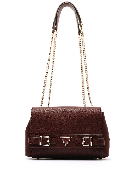 Guess Eco Ali Buckle Detail Shoulder Bag, Burgundy