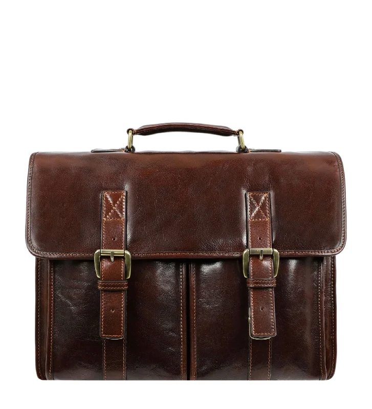 Leather Briefcase Satchel Bag - The Time Machine