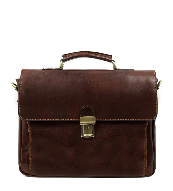 Leather Briefcase Laptop Bag  - In Cold Blood