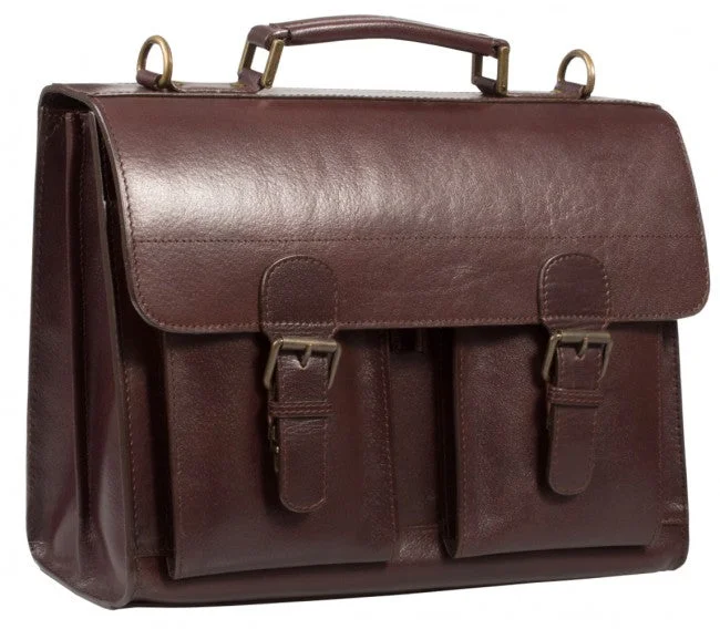 HIDEONLINE VINTAGE CONKER BROWN BRIDLE LEATHER SATCHEL BRIEFCASE