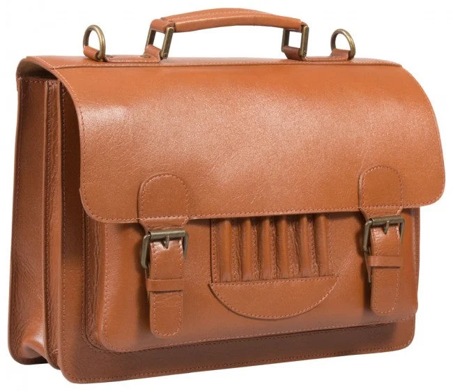 HIDEONLINE VINTAGE TAN BRIDLE LEATHER SATCHEL BRIEFCASE