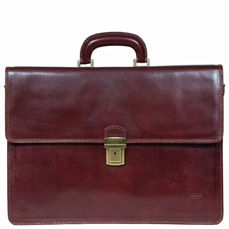 Lorenzo Italian Triple Compartment Briefcase, Business Bag