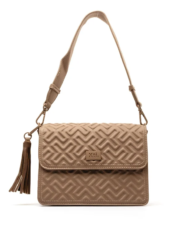 Xti Logo Embossed Shoulder Bag, Taupe