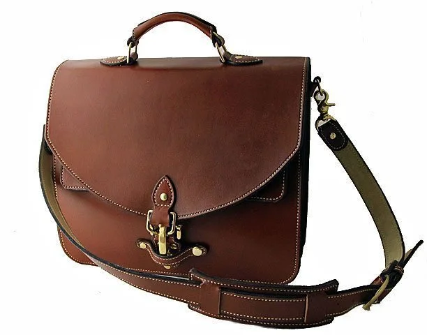 Billy Sunday Chestnut Leather Machila Briefcase - Large