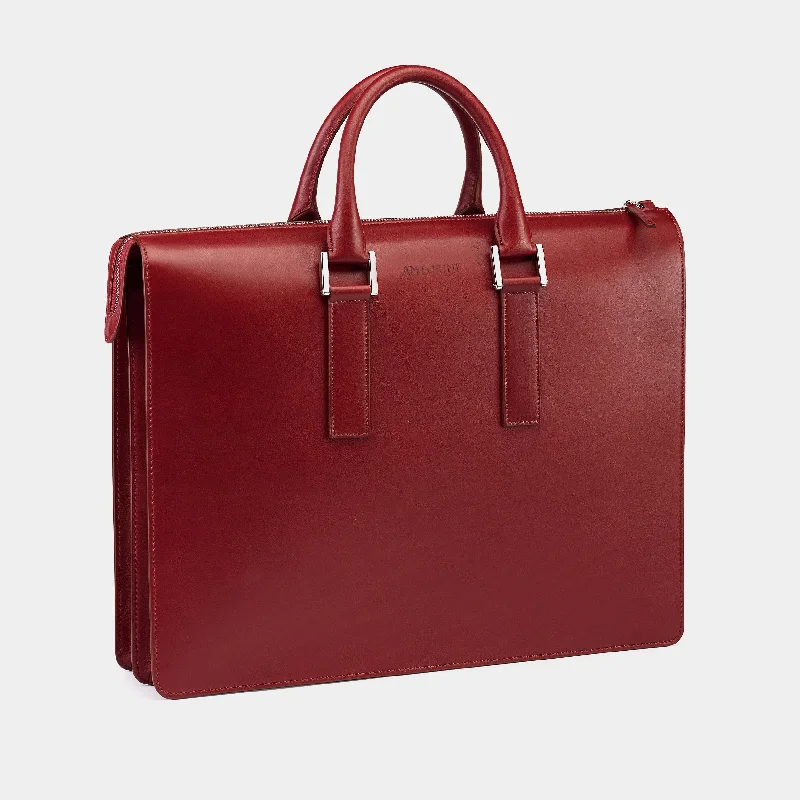 Leather Briefcase in Cognac Brown