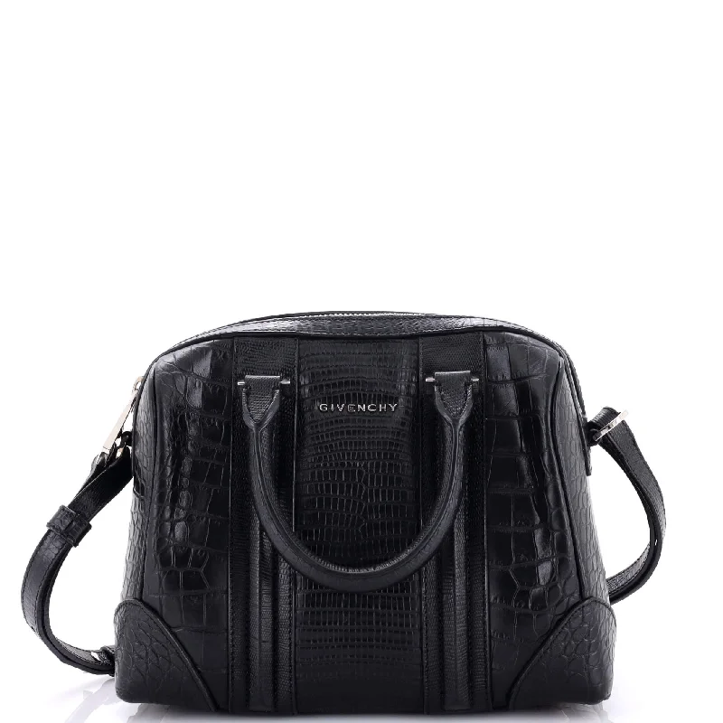 Lucrezia Duffle Bag Crocodile Embossed Leather Small