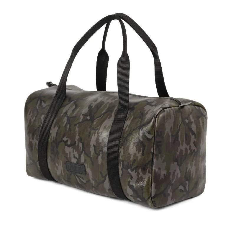 Men's Mj Leather Duffle Gym Bag In Camo