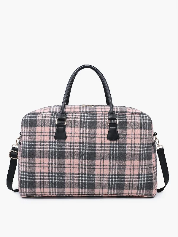 Plaid Florence Duffle Bag In Pink/ Grey