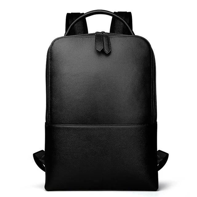 Skald Black Pebbled Leather Backpack | Slim Black Leather Backpack