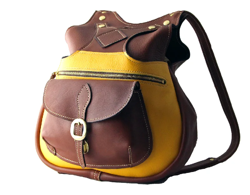 Billy Sunday Chestnut & Yellow Leather Backpack